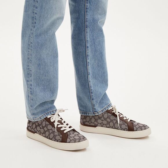 NWT Coach Outlet Clip Low Top Sneaker In Signature Jacquard - Picture 5 of 6